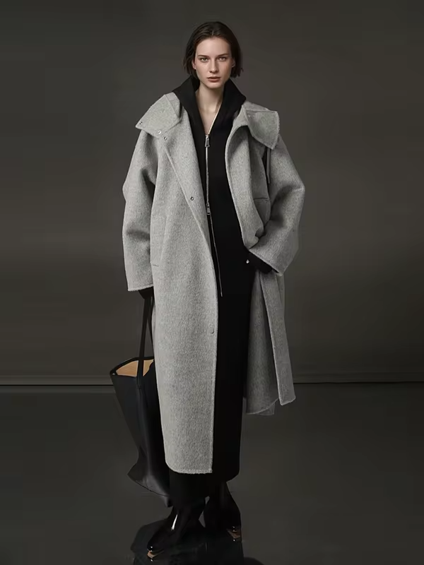 Hooded Loose Wool Coat Women, Korean Fashion Elegant Winter Jacket