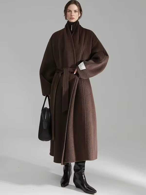 Bathrobe Style Loose 100%Wool Coat Women, Fashio Elegant Autumn Winter Jacket