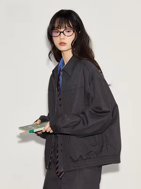 Bobbybecky Vintage Simple Extrafine Wool Jacket Turn-down Collar Loose Knife West Pants Casual Style Women's Short Coat