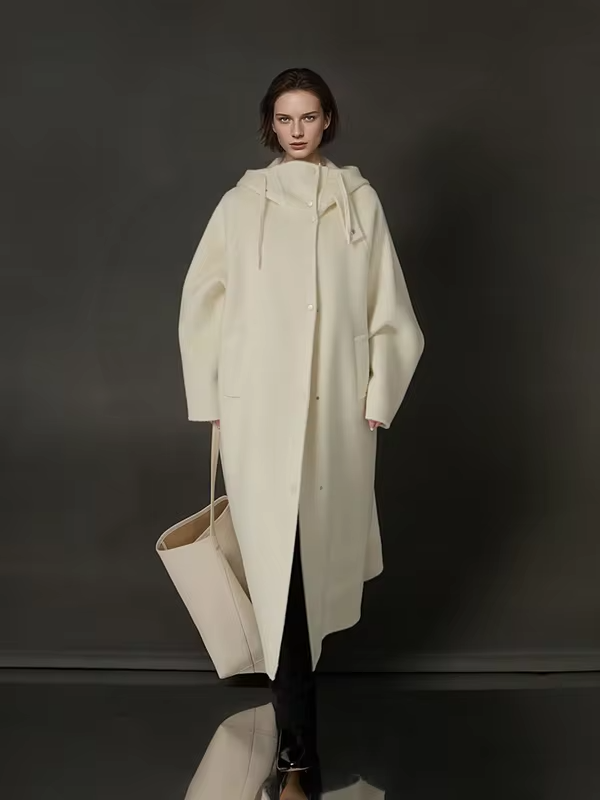 Hooded Loose Wool Coat Women, Korean Fashion Elegant Winter Jacket