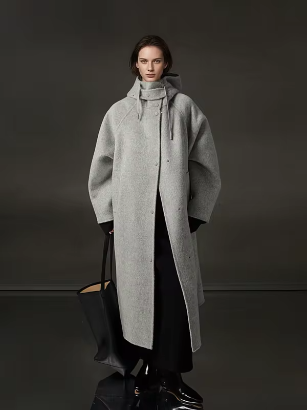 Hooded Loose Wool Coat Women, Korean Fashion Elegant Winter Jacket