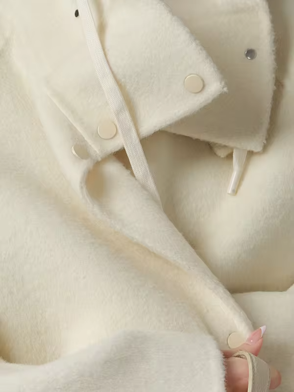 Hooded Loose Wool Coat Women, Korean Fashion Elegant Winter Jacket