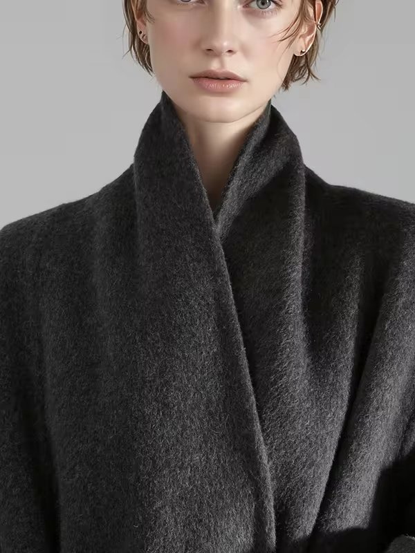 Bathrobe Style Loose 100%Wool Coat Women, Fashio Elegant Autumn Winter Jacket