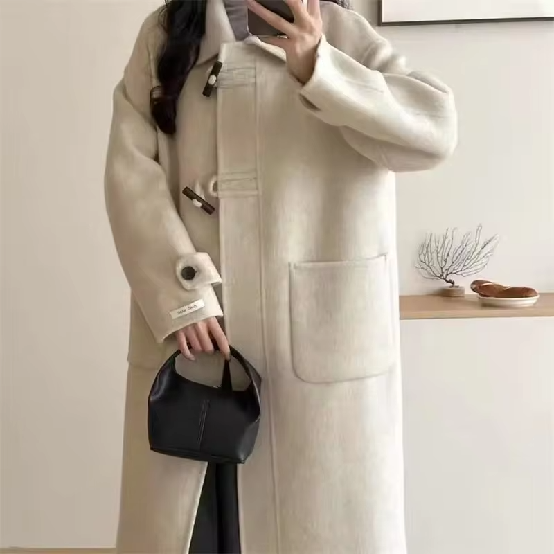 Women's Wool Coat Medium Length Double-Faced Fleece Autumn Winter New Style Loose High-End Outerwear Windbreaker