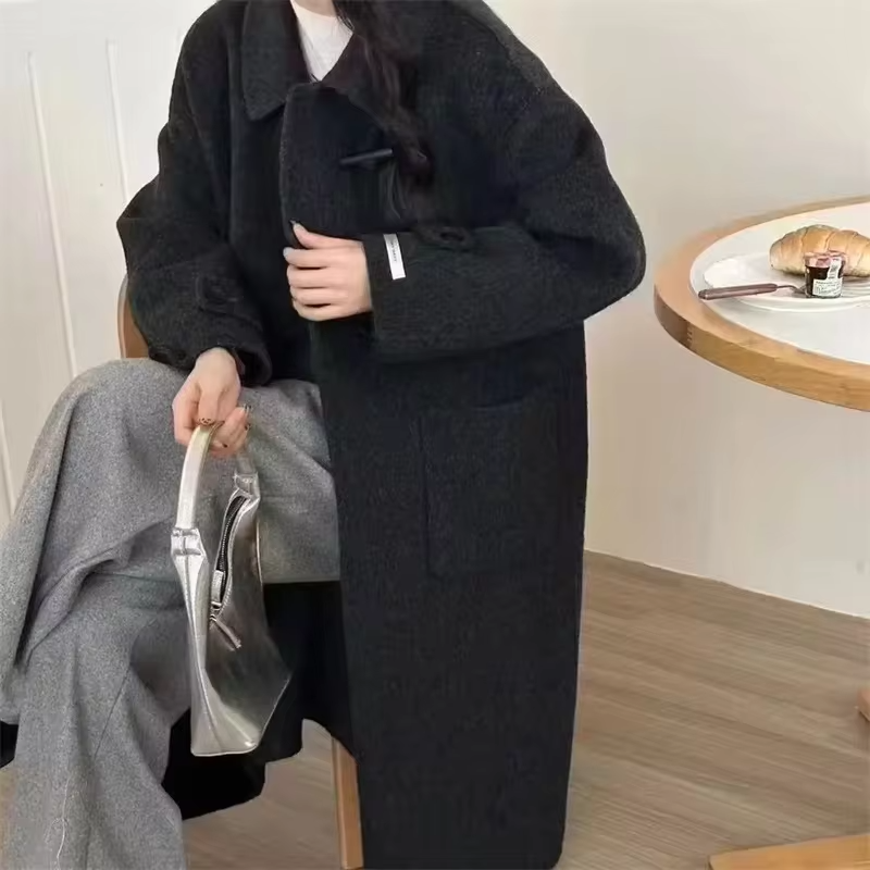 Women's Wool Coat Medium Length Double-Faced Fleece Autumn Winter New Style Loose High-End Outerwear Windbreaker