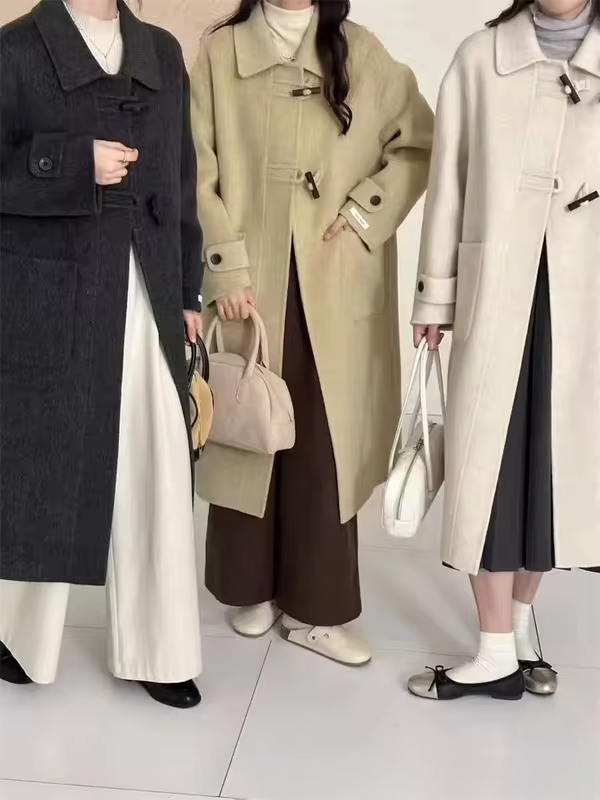 Women's Wool Coat Medium Length Double-Faced Fleece Autumn Winter New Style Loose High-End Outerwear Windbreaker