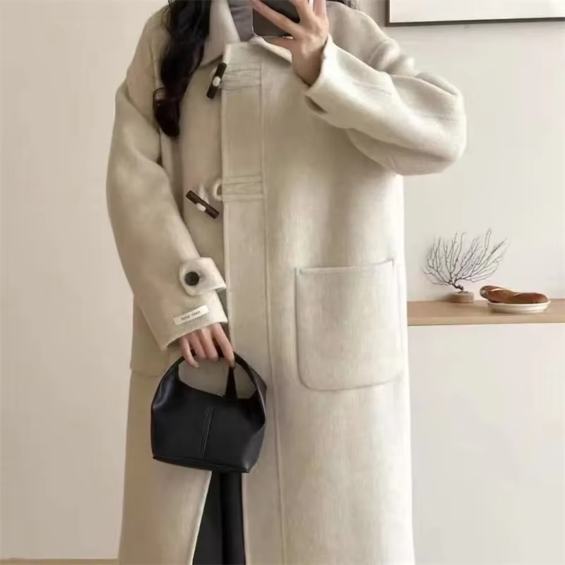 Women's Wool Coat Medium Length Double-Faced Fleece Autumn Winter New Style Loose High-End Outerwear Windbreaker