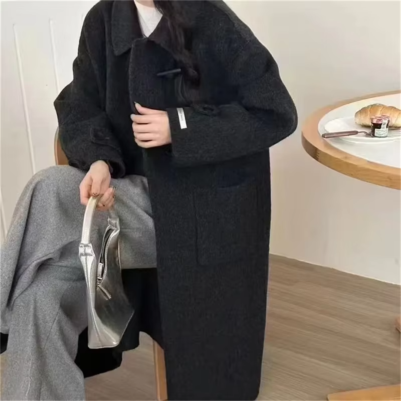 Women's Wool Coat Medium Length Double-Faced Fleece Autumn Winter New Style Loose High-End Outerwear Windbreaker