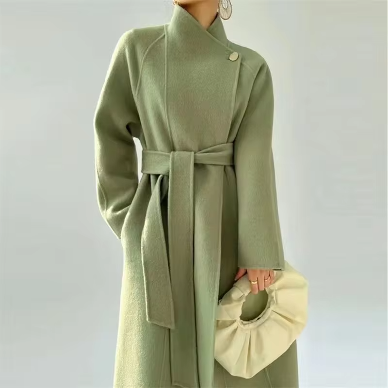 Korean Sle Double-Faced Camere Long Coat Women's Loose Medium-Length Woolen Coat Autumn Winter New Arrival Faion