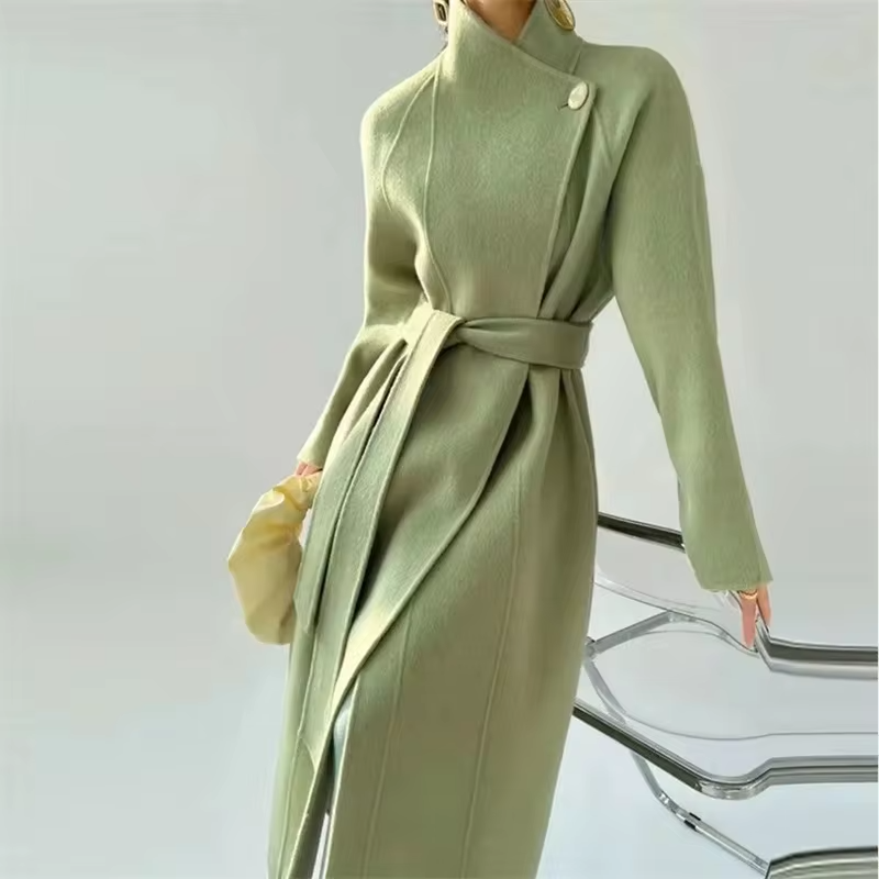 Korean Sle Double-Faced Camere Long Coat Women's Loose Medium-Length Woolen Coat Autumn Winter New Arrival Faion