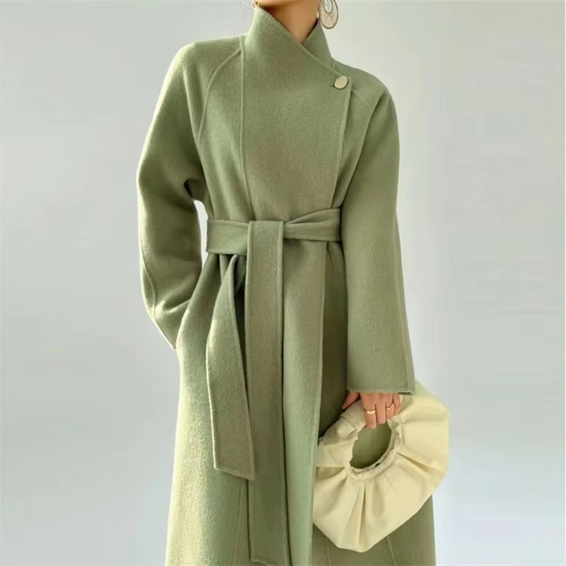 Korean Sle Double-Faced Camere Long Coat Women's Loose Medium-Length Woolen Coat Autumn Winter New Arrival Faion