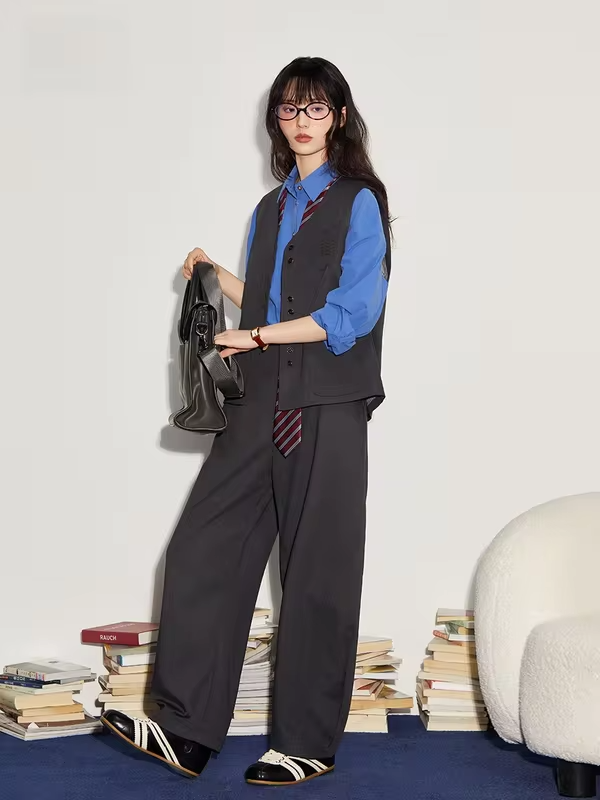 Bobbybecky Vintage Simple Extrafine Wool Jacket Turn-down Collar Loose Knife West Pants Casual Style Women's Short Coat