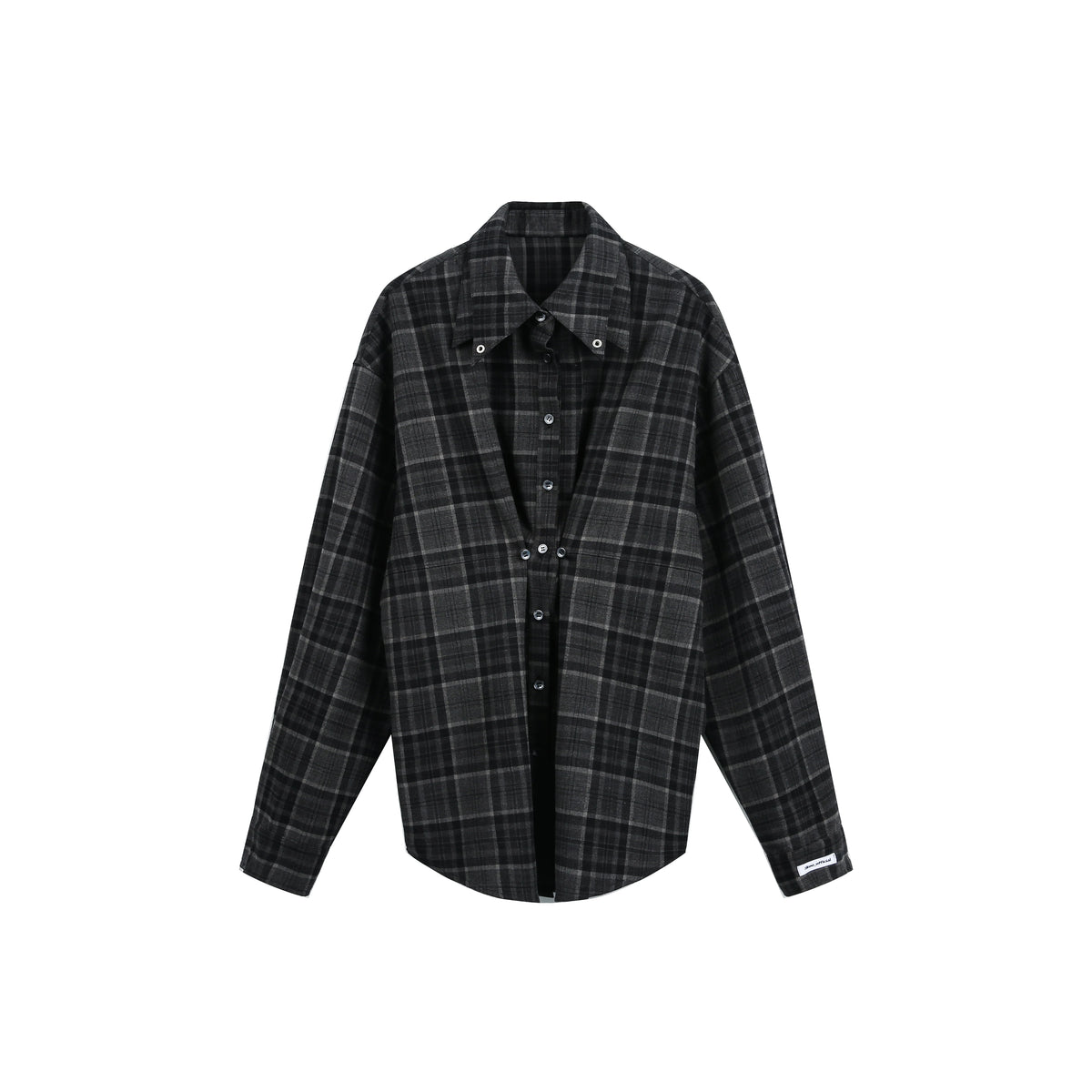 JIKOO Original Design Adjustable Long Sleeve Shirt Plaid Pattern Stand Collar Slimming Early Spring Women's Fashion Top