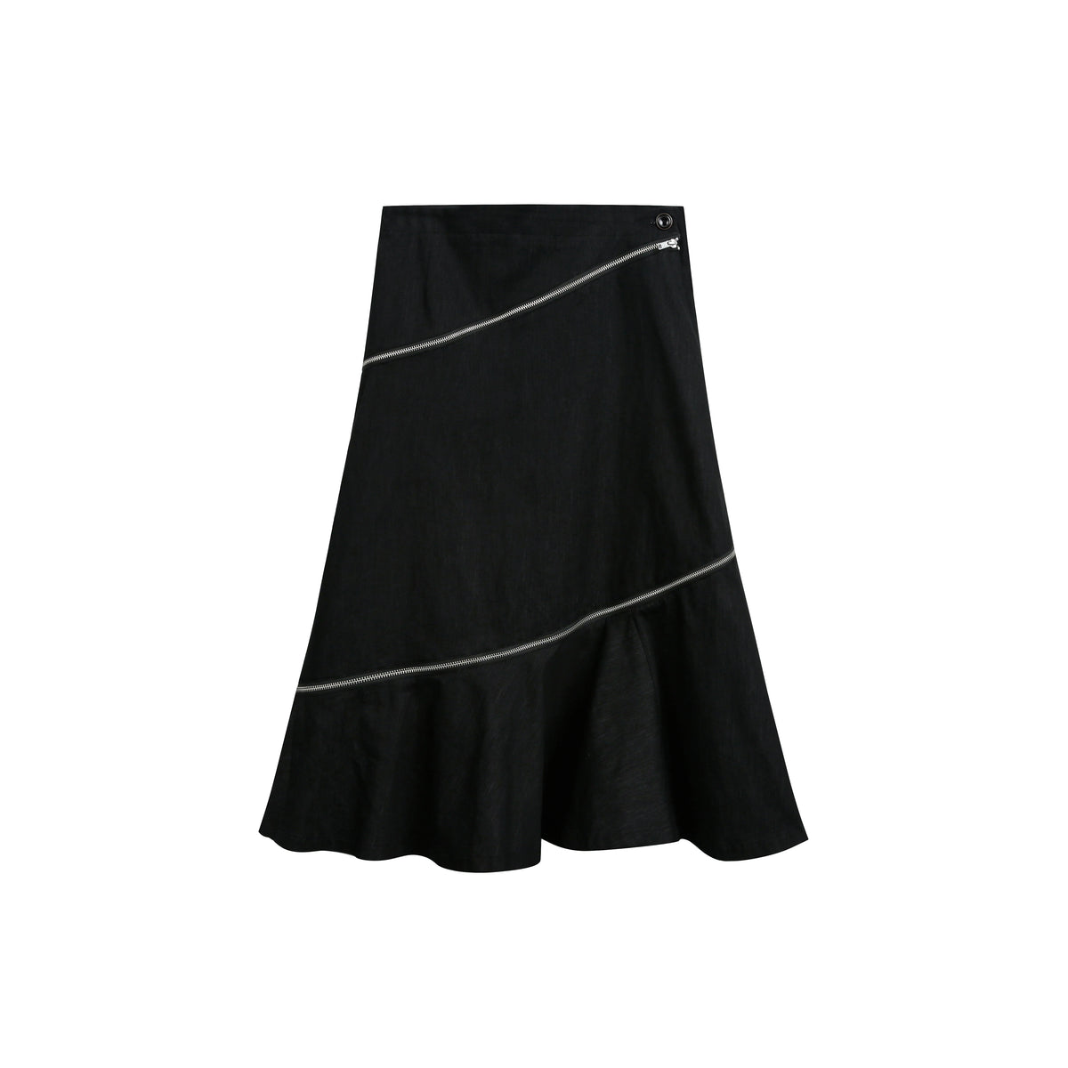 JIKOO Grape Vine Korean Style Semi-Formal Skirt Women's Summer Asymmetrical A-Line Slimming Midi Skirt Casual Low Waist