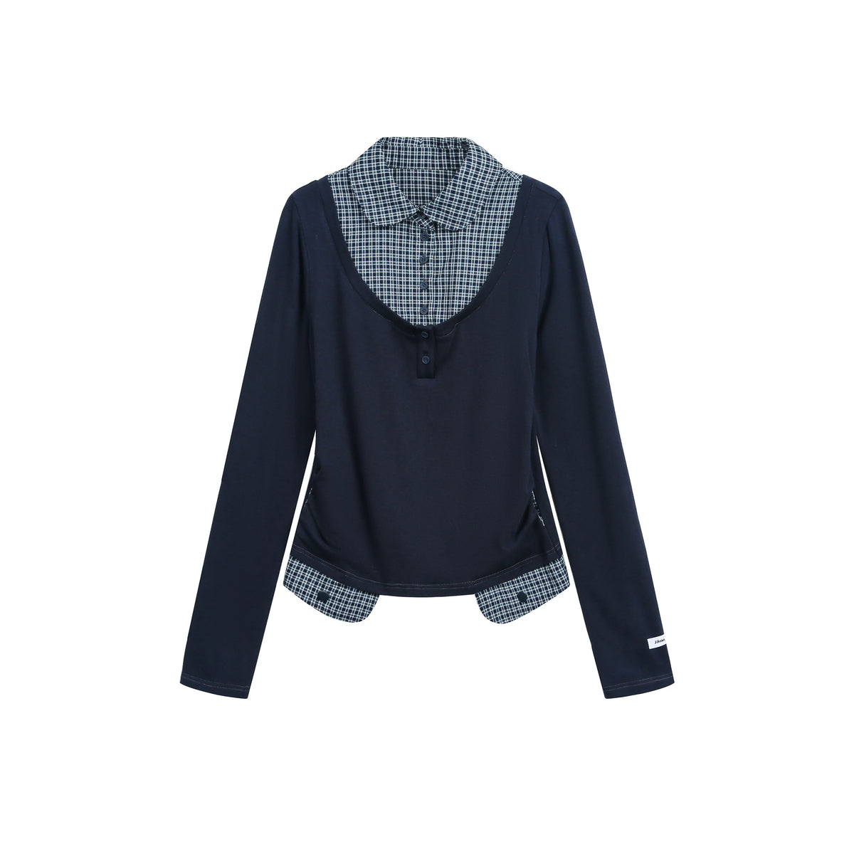 JIKOO Matilda Miu Patterned Long Sleeve Shirt Color Block Fake Two-Piece Base Shirt T-Shirt Top Women's Loose Fit Breathable .