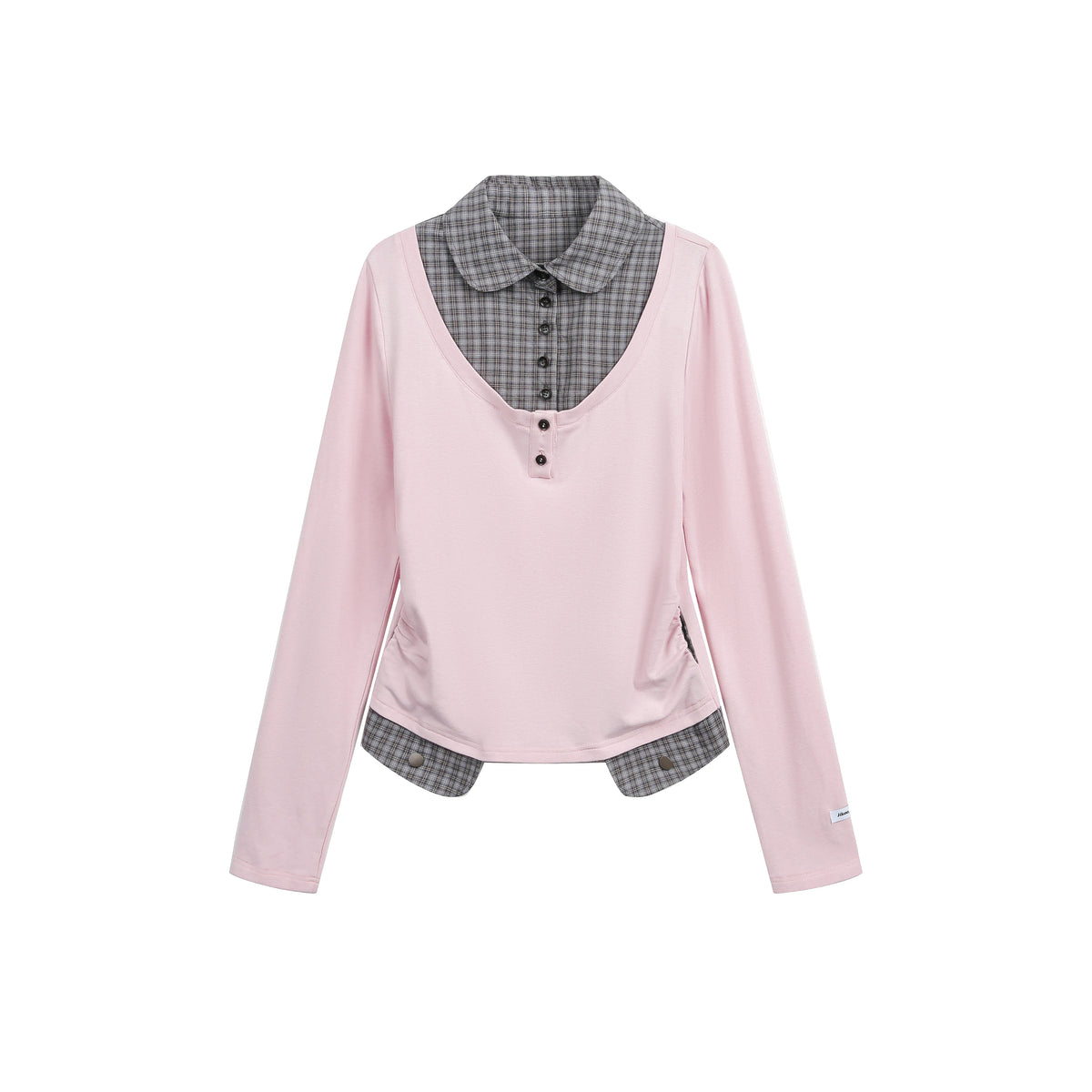 JIKOO Matilda Miu Patterned Long Sleeve Shirt Color Block Fake Two-Piece Base Shirt T-Shirt Top Women's Loose Fit Breathable .