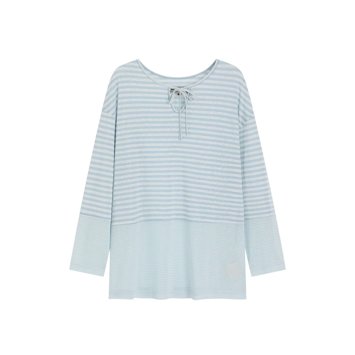 BobbyBecky Vintage  Versatile Shoulder Drop Sun Protection T-Shirt Navy Stripe Knitted Cover up Loose Fit Summer Women's.
