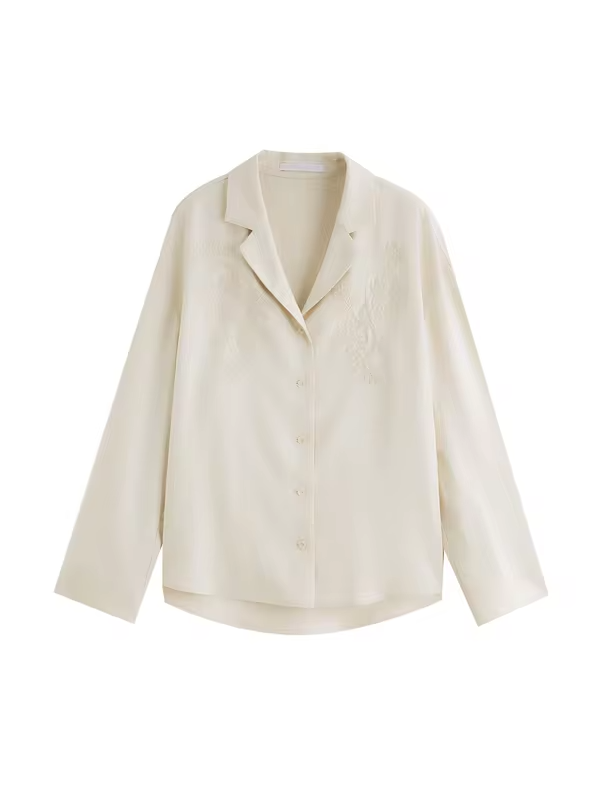ZIQIAO Petite Size Thin Old Money Style Holiday Linen Embroidered Shirt Women 2025 New High-end Temperament Shirt