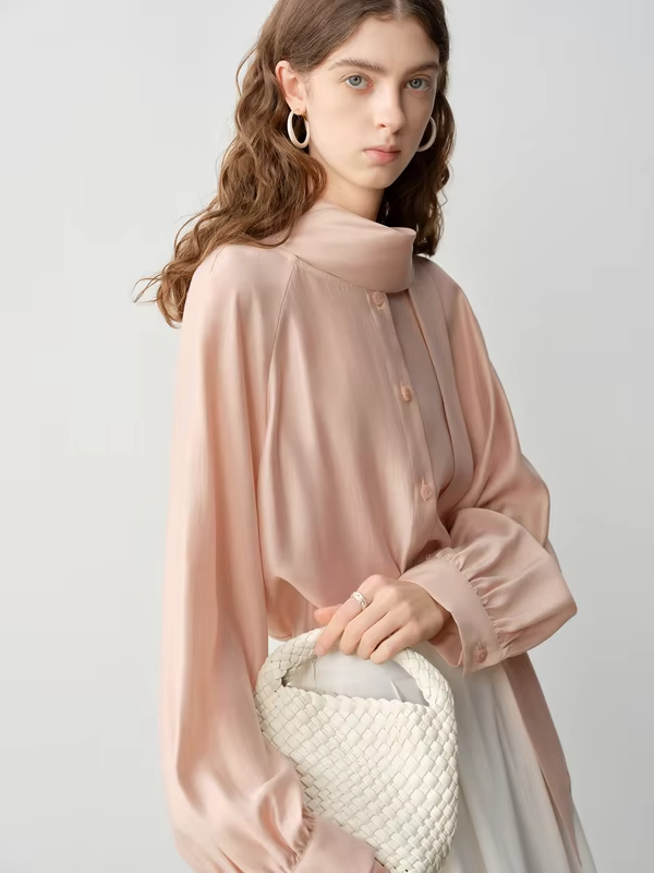 ZIQIAO French-style Plaid Blouse Ribbon Women's Spring 2026 New Reversible Top Long Sleeve Loose Leisure Sweet Temperament
