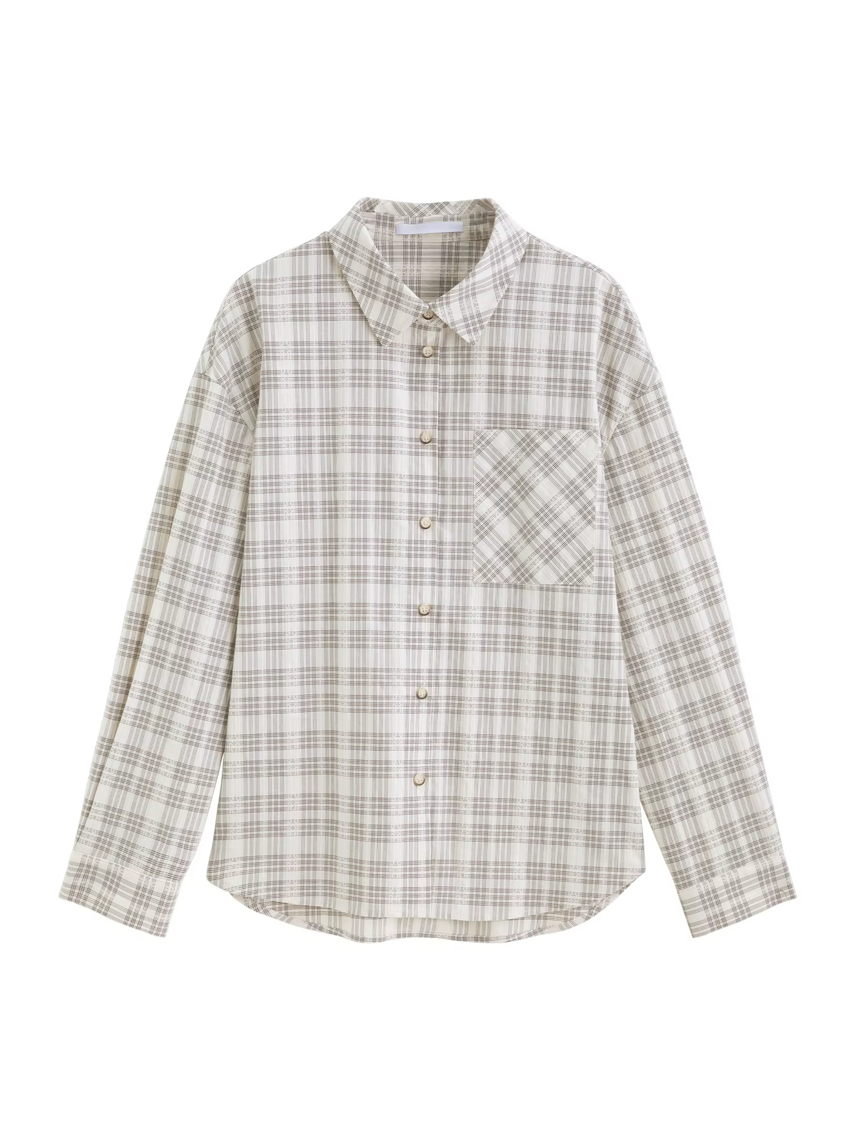 ZIQIAO Blue Academic Stripe Women's Long Sleeve Retro Checked Shirt 2025 Autumn New Arrival Women Shirts Without Shawl