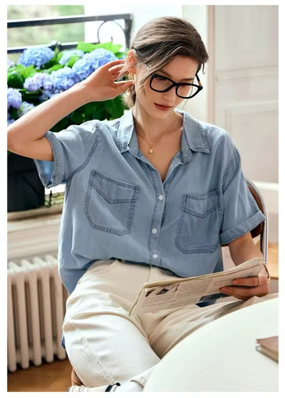 T-shirt Women's Top Polo Neck Bow Embroidered Pleated Waist-cinching Slimming Short-sleeved Women's T-shirt Top Summer