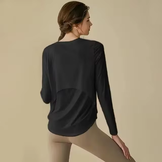 Gym Yoga Outdoor Sports Top T-shirt Women Running Loose Slim Quick Dry Training Long Sleeve Thin Blouse Fitness Breathable Soft