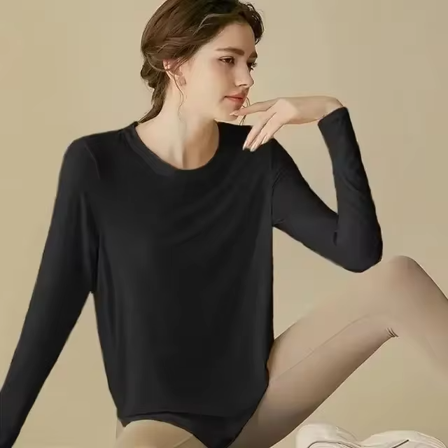 Gym Yoga Outdoor Sports Top T-shirt Women Running Loose Slim Quick Dry Training Long Sleeve Thin Blouse Fitness Breathable Soft