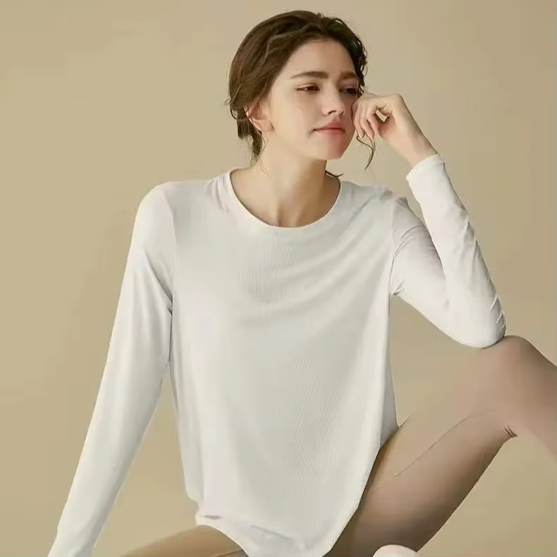 Gym Yoga Outdoor Sports Top T-shirt Women Running Loose Slim Quick Dry Training Long Sleeve Thin Blouse Fitness Breathable Soft