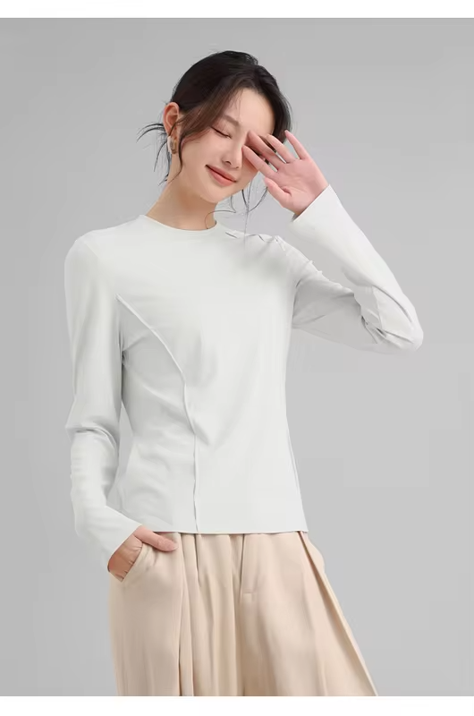 Women's Quick-Dry Long-Sleeve Ice-Fibre T-Shirt Sun-Protective Outdoor T-Shirt Stylish Herringbone-Patterned Base Laye UPF 200+
