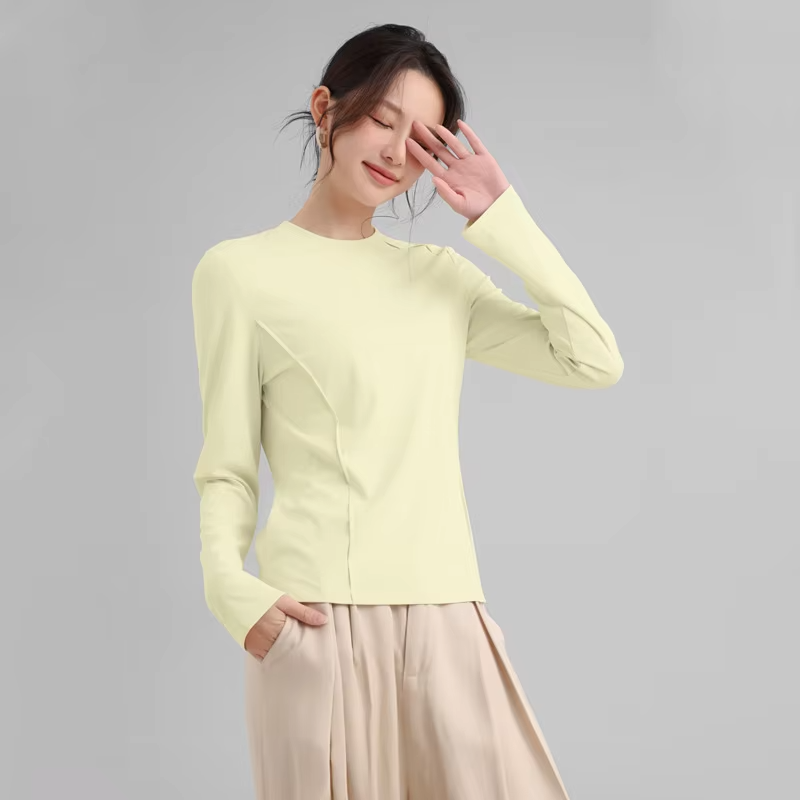 Women's Quick-Dry Long-Sleeve Ice-Fibre T-Shirt Sun-Protective Outdoor T-Shirt Stylish Herringbone-Patterned Base Laye UPF 200+