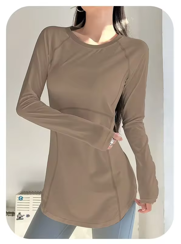 Sport Women Solid Casual Sun Protection Shirt Pullover Long Sleeve Slim Tees Top Gentle Sexy Blouse Yoga Soft Breathable