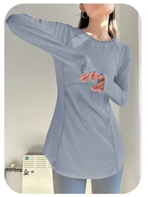 Sport Women Solid Casual Sun Protection Shirt Pullover Long Sleeve Slim Tees Top Gentle Sexy Blouse Yoga Soft Breathable