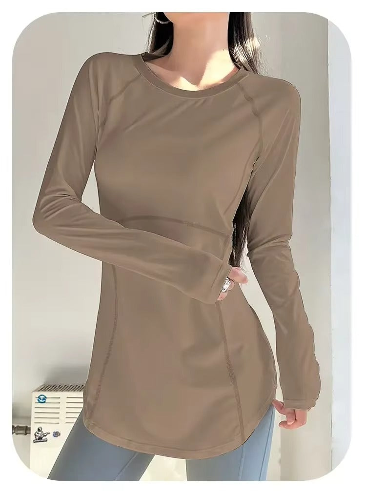 Sport Women Solid Casual Sun Protection Shirt Pullover Long Sleeve Slim Tees Top Gentle Sexy Blouse Yoga Soft Breathable