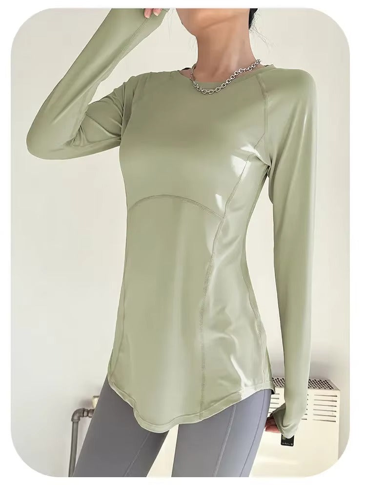 Sport Women Solid Casual Sun Protection Shirt Pullover Long Sleeve Slim Tees Top Gentle Sexy Blouse Yoga Soft Breathable