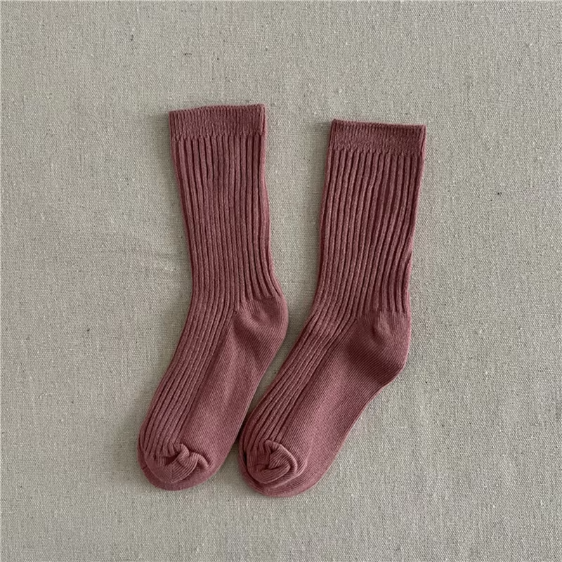 Solid Color Children's Casual Socks Ribbed Boys Girls School Sock Toddlers Ankle Sock Cotton Striped Baby Socken For Kids 1-10Y
