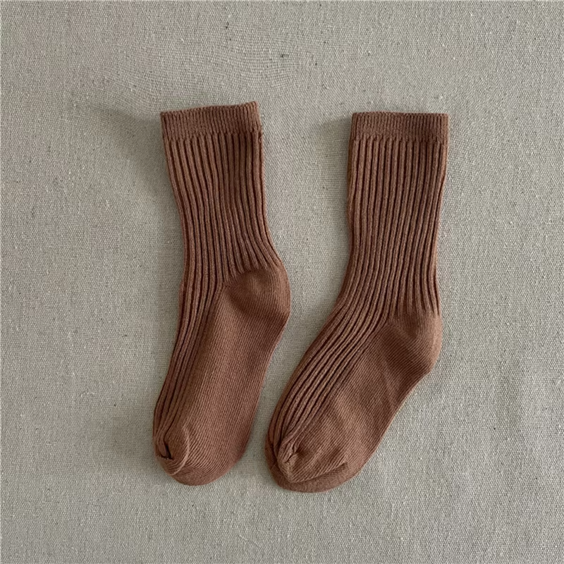 Solid Color Children's Casual Socks Ribbed Boys Girls School Sock Toddlers Ankle Sock Cotton Striped Baby Socken For Kids 1-10Y